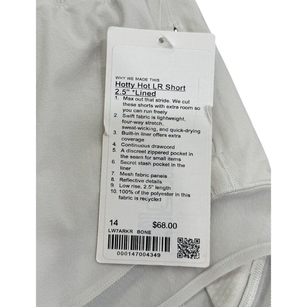 Lululemon Womens Hotty Hot LR Short 2.5" Lined Bone Running Size 14 NEW - Picture 3 of 7